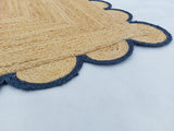 Hand Weaving Village  Decorative scalloped jute rug
