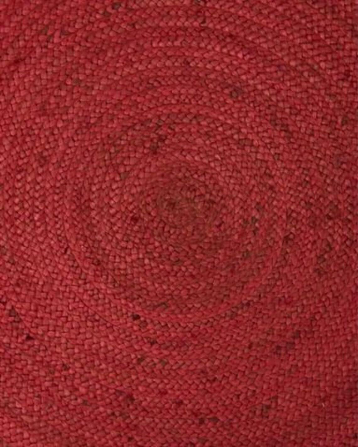 Natural Jute Hand Braided Bohemian Red Jute Rug For Living Room