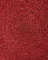 Boho Style Red Jute Rug – Hand-Braided Natural Carpet for Living Room