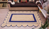 Bohemian scalloped rug Unique Design Natural Jute Area Rug
