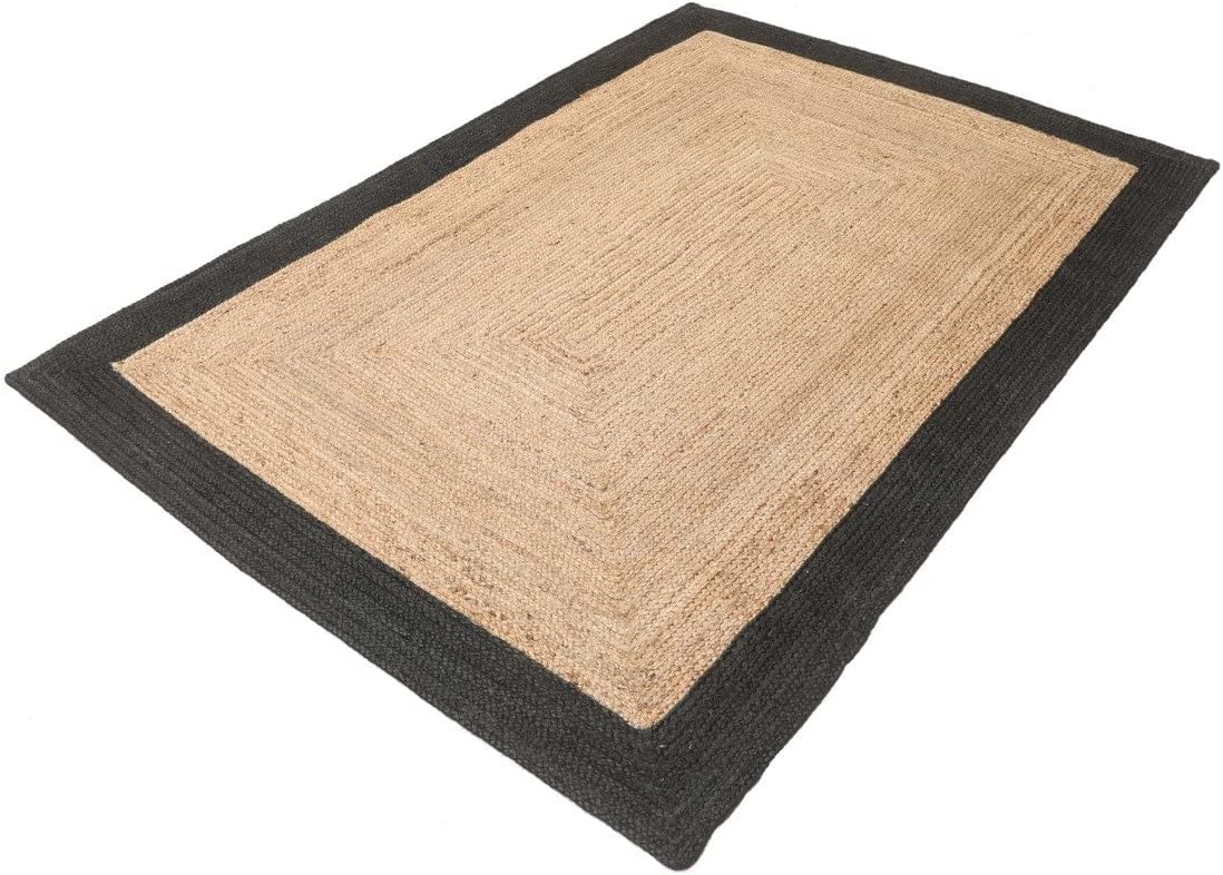 Black Border Bohemian Jute Rug Home Decor