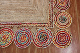 Hand Braided Pinwheel Multicolor Chindi Rug