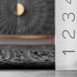 Natural Hand Braided Bohemian Black Jute Area Rugs