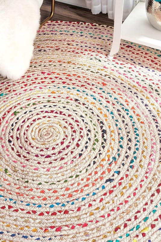 Round Shape Cotton-Jute Hand Braided Natural Jute Rugs