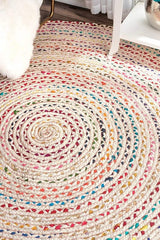 Round Shape Cotton-Jute Hand Braided Natural Jute Rugs