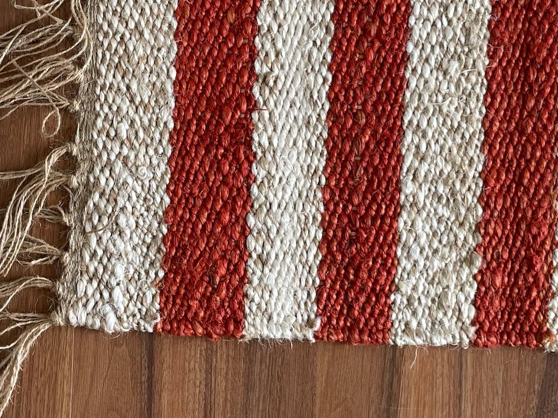 Hemp Area Rugs, Traditional Red-White  Footboard entryway Rug Chic Victorian Hipster