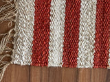 Hemp Area Rugs, Traditional Red-White  Footboard entryway Rug Chic Victorian Hipster