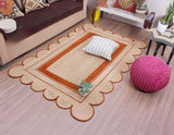 Bohemian scalloped rug Unique Design Natural Jute Area Rug