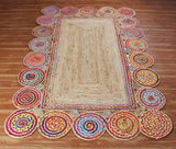 Hand Braided Pinwheel Multicolor Chindi Rug