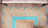 Bohemian scalloped rug Unique Design Natural Jute Area Rug