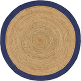Natural Boho Area Rug with Blue Border – Eco-Friendly Home Decor