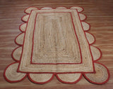 Natural Scalloped With Border Jute Rugs