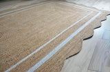 Unique Design Braided Handmade Scalloped Jute Rug