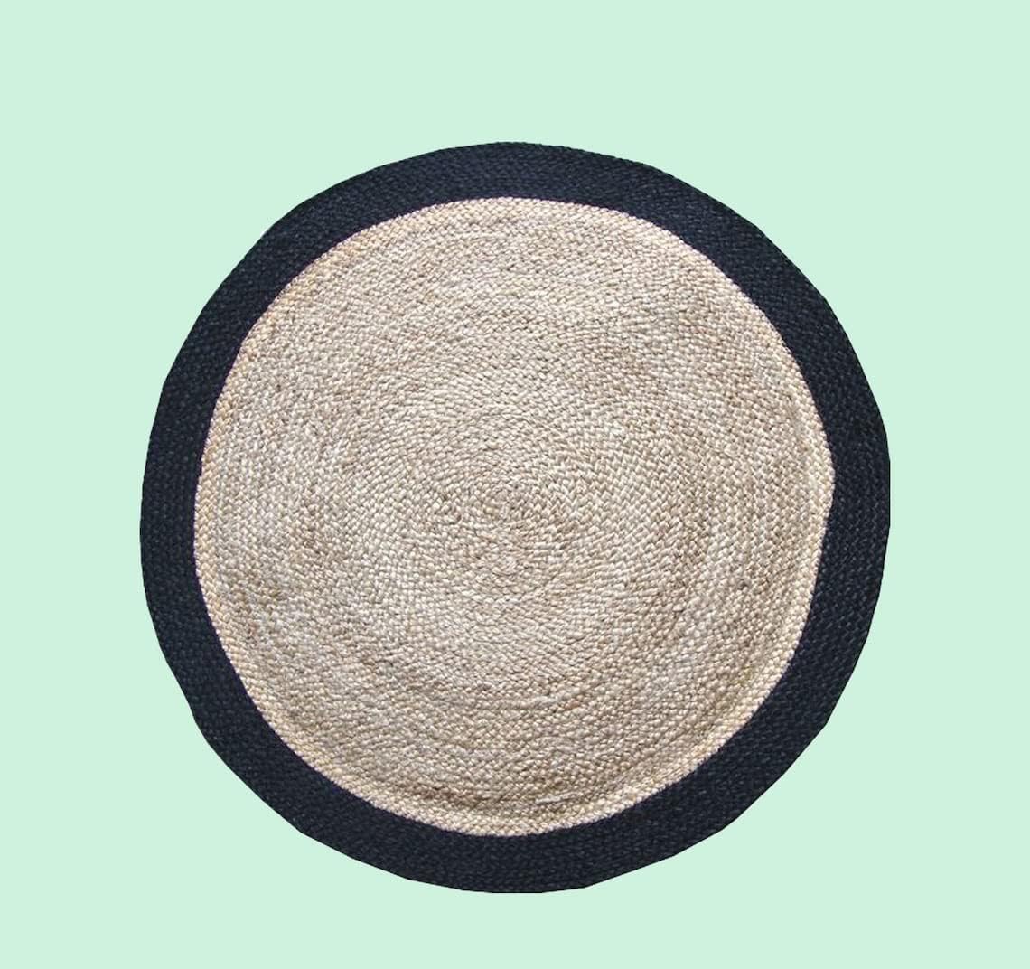 Black Border Bohemian Jute Rug Home Decor