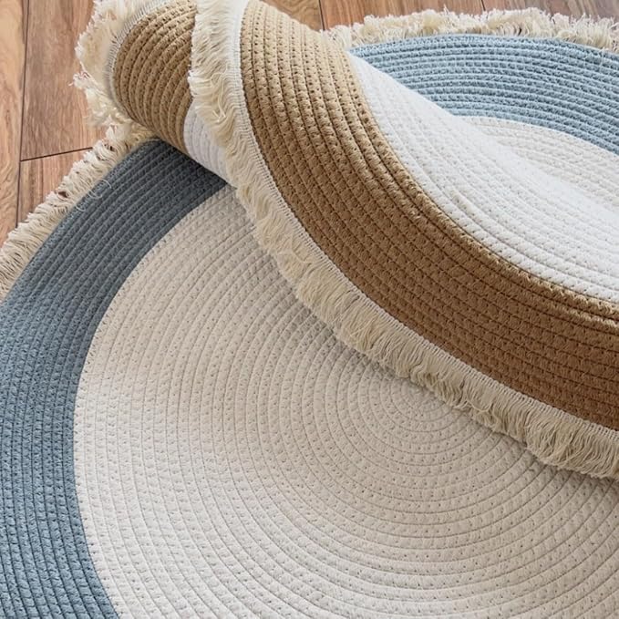 Hand Woven Round Area Rugs Living Room Bedroom Study Computer Chair
