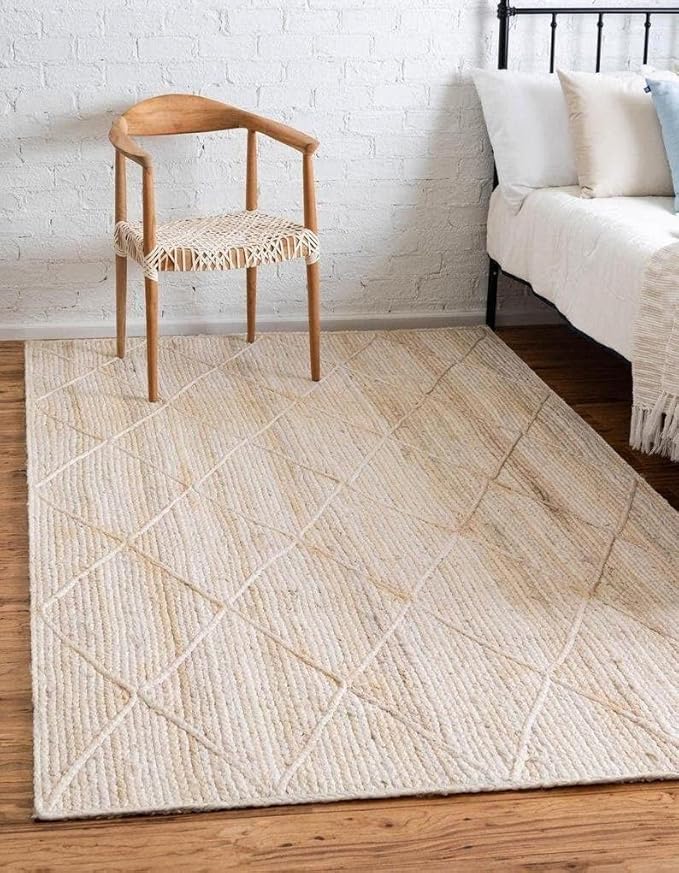 Natural Jute Hand Braided Bohemian Jute Colorful Area Rugs