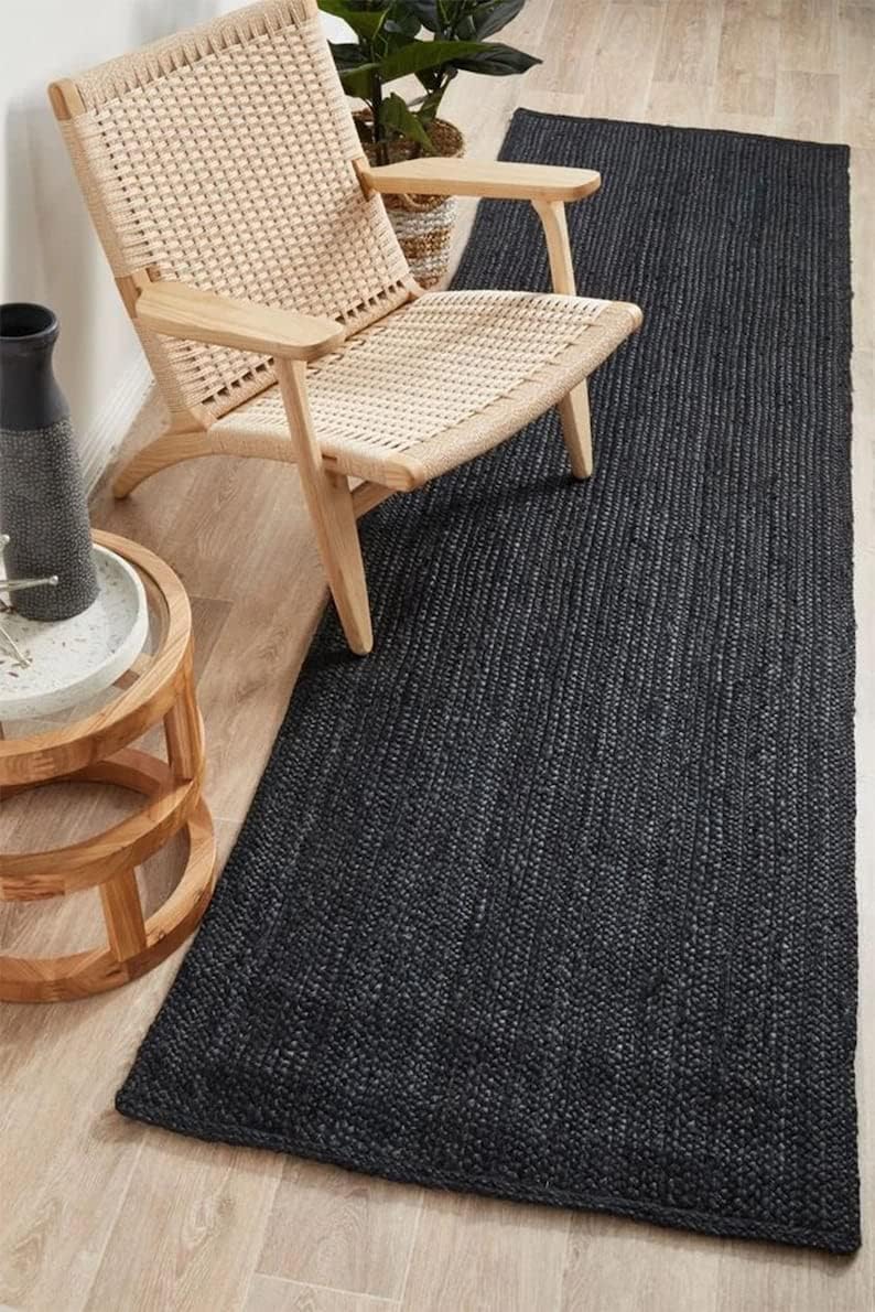 Natural door mat Black DIY jute