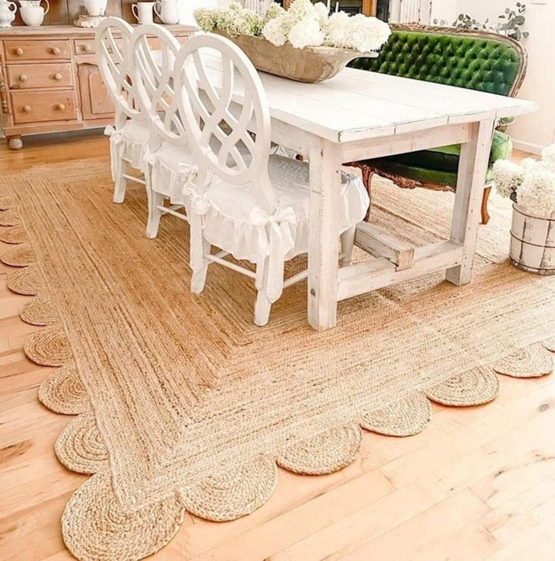 Scallop Boho Decor Handmade Natural Jute Rugs