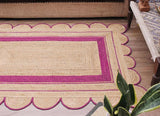 Bohemian scalloped rug Unique Design Natural Jute Area Rug