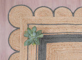 Bohemian scalloped rug Unique Design Natural Jute Area Rug