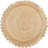 Round Jute Carpet Rug with multi Color border  For Home, Living Room