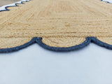 Hand Weaving Village  Decorative scalloped jute rug