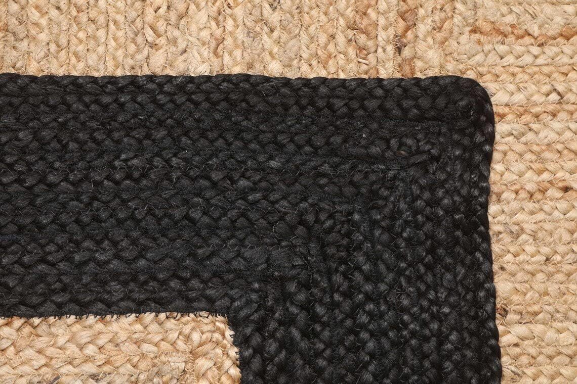 Black Border Bohemian Jute Rug Home Decor