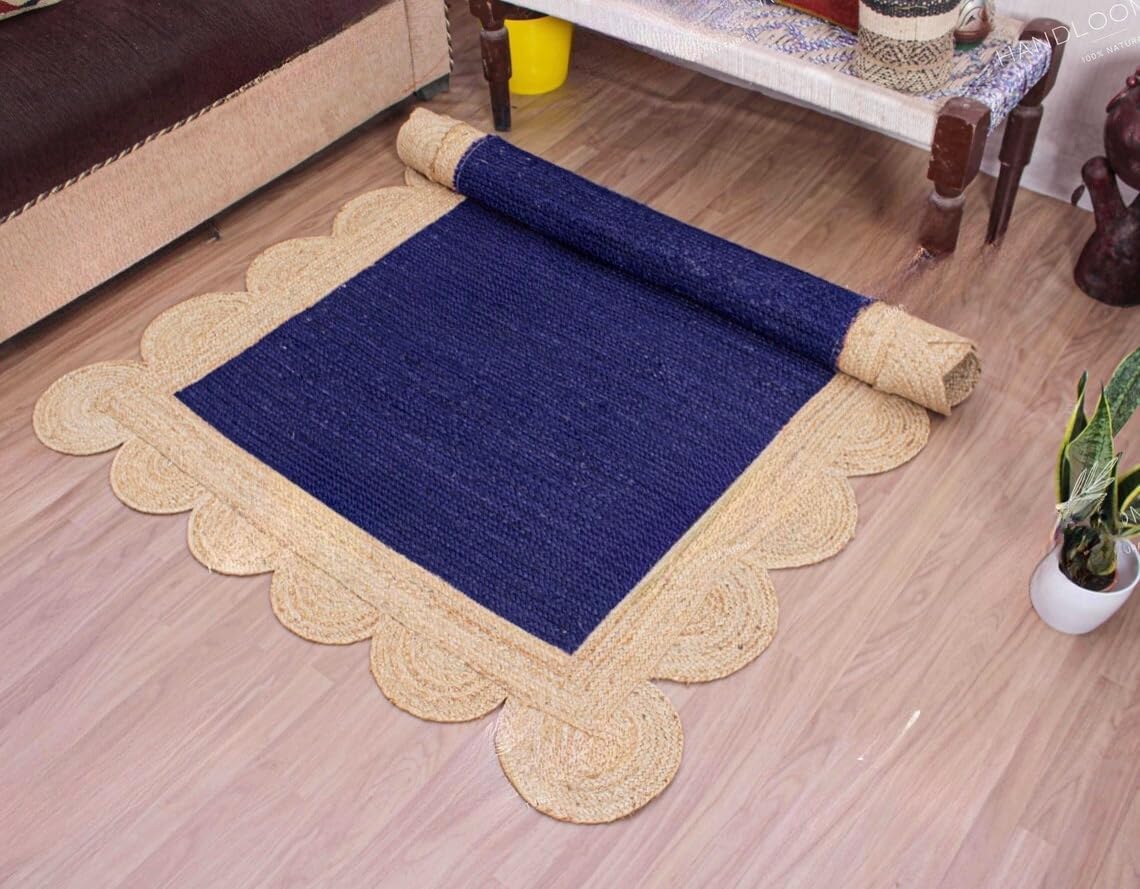 Scalloped Unique Area rugs for living room