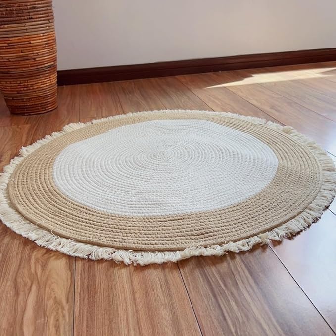Hand Woven Round Area Rugs Living Room Bedroom Study Computer Chair