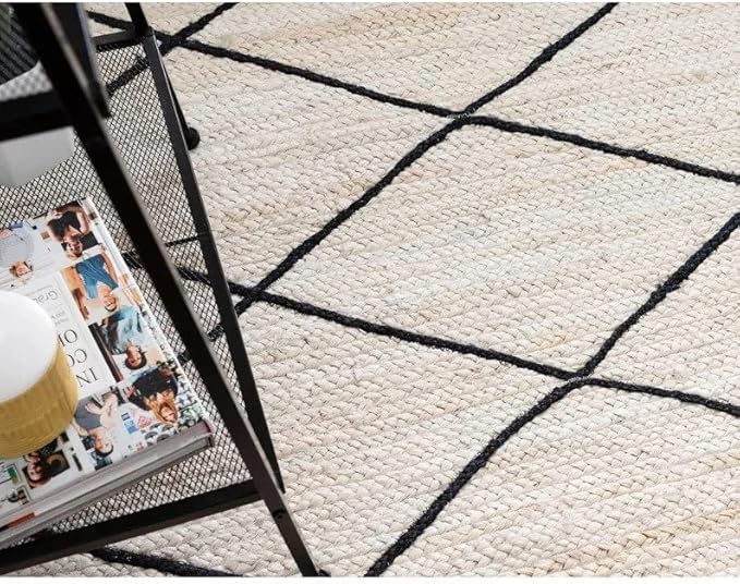 Natural Jute Hand Braided Bohemian Jute Colorful Area Rugs