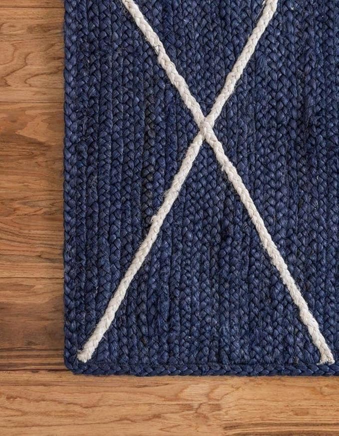 Natural Jute Hand Braided Bohemian Jute Colorful Area Rugs