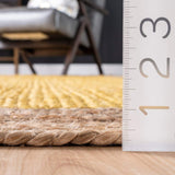 Natural Jute Area Rug – Yellow with Beige Border for Bright Home Decor