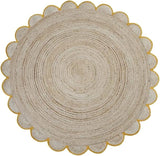 Round Jute Carpet Rug with multi Color border  For Home, Living Room