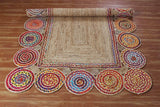 Hand Braided Pinwheel Multicolor Chindi Rug