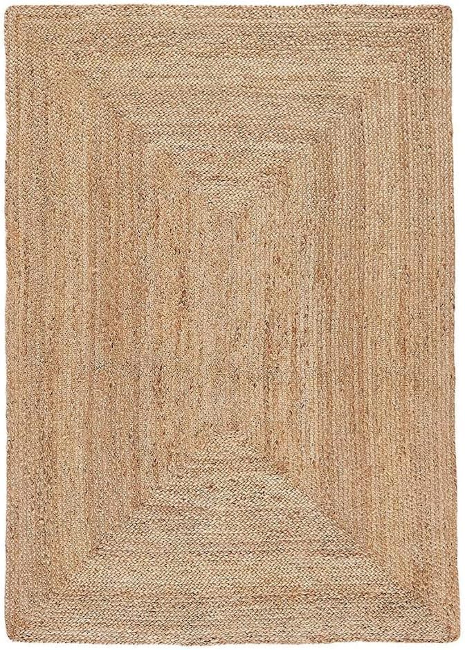 Braided Jute Beige with Design Border Bohemian  Natural Jute Rugs