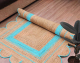 Bohemian scalloped rug Unique Design Natural Jute Area Rug