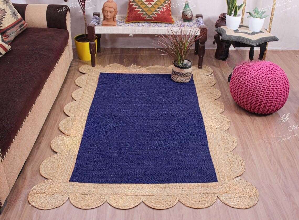 Scalloped Unique Area rugs for living room