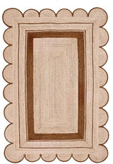 Bohemian scalloped rug Unique Design Natural Jute Area Rug