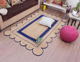 Bohemian scalloped rug Unique Design Natural Jute Area Rug