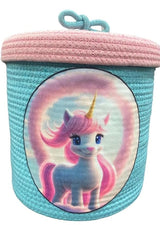 Basket for Baby Diaper, Stuffed Animal Storage Bin Rope Basket for Unicorrm