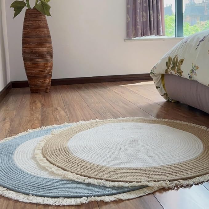 Hand Woven Round Area Rugs Living Room Bedroom Study Computer Chair