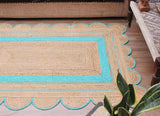 Bohemian scalloped rug Unique Design Natural Jute Area Rug