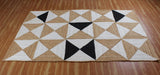 Unique Design Geometric Hand Woven Beige Black  Indian Area Rugs for Living Room, Hall