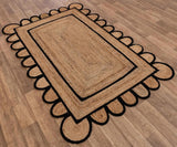 Natural Scalloped With Border Jute Rugs