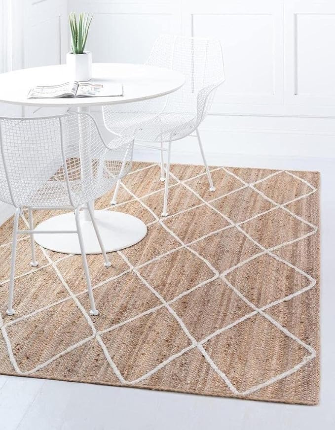 Natural Jute Hand Braided Bohemian Jute Colorful Area Rugs