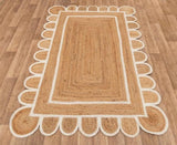 Natural Scalloped With Border Jute Rugs