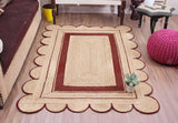Bohemian scalloped rug Unique Design Natural Jute Area Rug