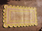 Natural Scalloped With Border Jute Rugs