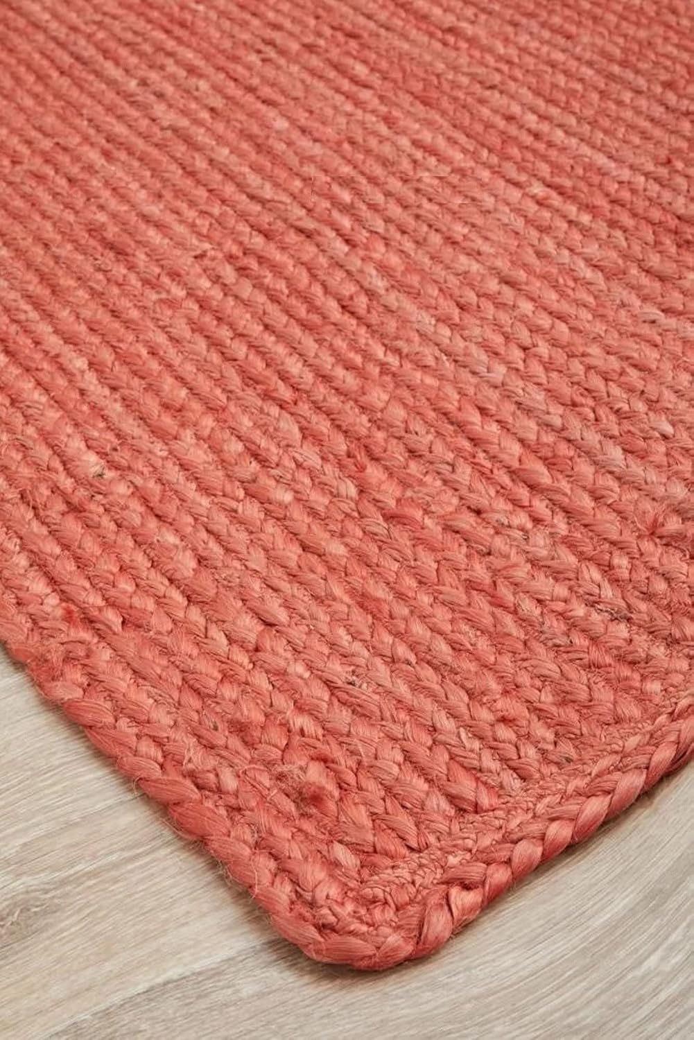 Natural Jute Hand Braided Bohemian Red Jute Rug For Living Room