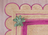 Bohemian scalloped rug Unique Design Natural Jute Area Rug